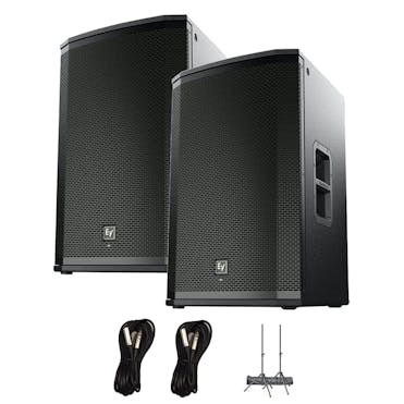 Electro-Voice ETX15P Pair PA Speaker Bundle w/ Stands and Cables