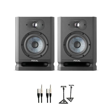 Focal Alpha 50 EVO Active Studio Monitor Bundle with Speaker Stands and Cables