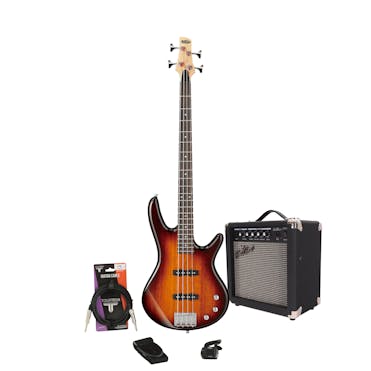 Ibanez GSR180 Bass in Brown Sunburst Bundle with 15W Amp and Accessories