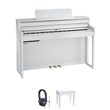 Roland HP704 Digital Piano in White Bundle 2