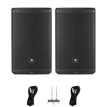 JBL EON 2069 15 inch Speaker Bundle including Stands and cables