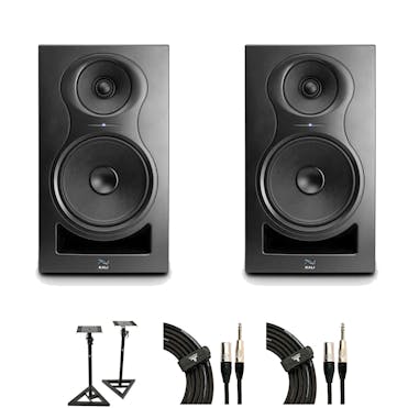 Kali Audio IN-8-V2 Studio Monitor Bundle in Black/ stands and cables