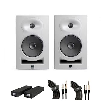 Kali Audio LP-6-V2 Studio Monitor in White Bundle with Foam Pads and Cables