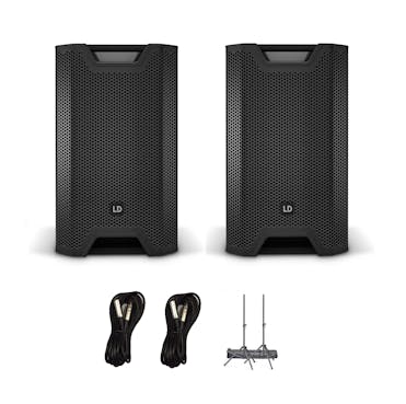 LD Systems ICOA 12ABT Speaker Bundle with PA Stand and Cables