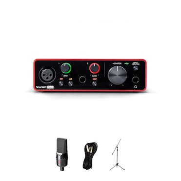 Focusrite Scarlett Solo Bundle with SE Electronics X1A, Mic Stand and XLR Cable