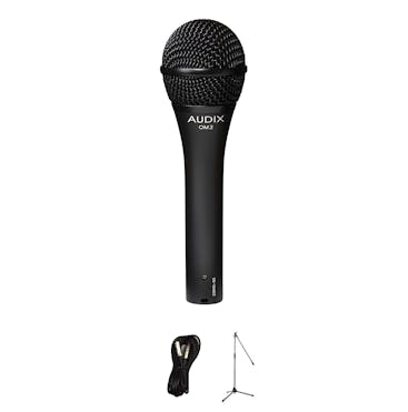 Audix OM2 Dynamic Vocal Microphone Bundle with Mic Stand and XLR Cable