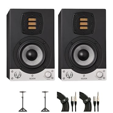 Speaker bundle for Eve Audio SC204 plus stands and cables