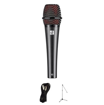 SE Electronics V3 Dynamic Microphone Bundle with Mic Stand and XLR Cable