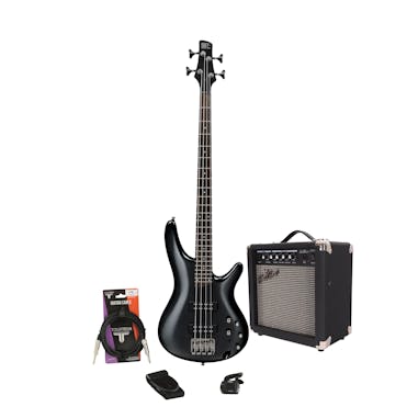 Ibanez SR300E-IPT SRBASS 4-String Maple Body Iron Pewter Starter Pack with 15W Amp and Accessories