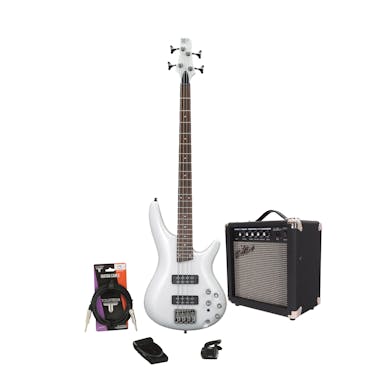Ibanez SR300E-PW SRBASS in Pearl White Starter Pack with 15w Amp and Accessories