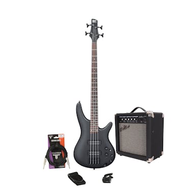 Ibanez SR300EB-WK SRBASS 4 string Maple Body Withered Black Starter Pack with 15w Amp & Accessories