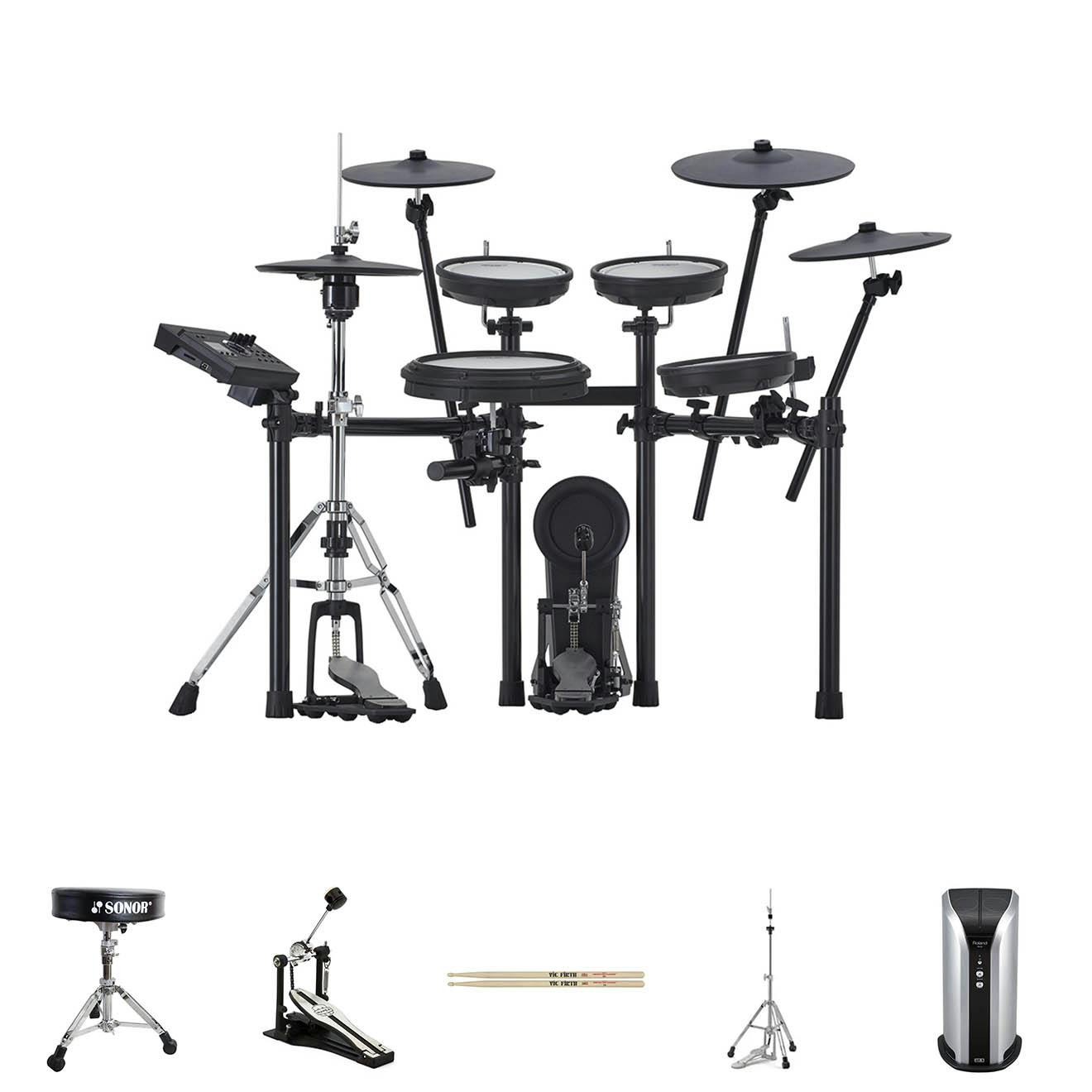 Roland TD17KVX2 Kit with Throne, Pedal, Stick, Hi Hat Stand, and 