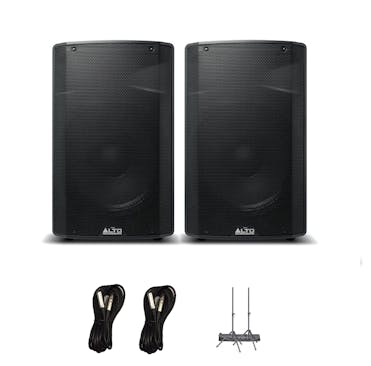 Alto TX315 Active 15" PA Speaker Bundle with Cables, Speaker Stands and Bag