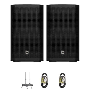 Electro Voice ZLX-12P-G2 Powered Loudspeaker Bundle with Stands & Cable