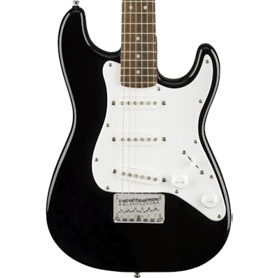 Squier 3/4 Mini Strat Electric Guitar in Black w/ Indian Laurel Fingerboard
